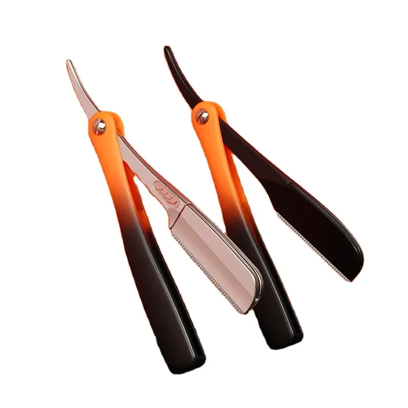 Orange Feather Razor Vintage Manual Change Blade Shaving Razor Retro Folding Knife Holder Men Shaving Barber Tools Gift