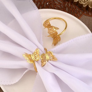 Rond de serviette papillon doré glamour pour salle à manger élégante décoration de mariage table de fête utilisation d'hôtel bel accent de conception - Product Image 2