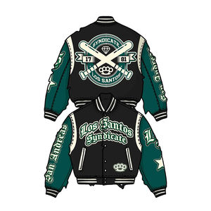 Chaqueta Bomber Varsity para jóvenes con parche bordado personalizado OEM de fabricante, chaqueta Letterman de lana para hombre, chaqueta para clubes de béisbol - Product Image 4