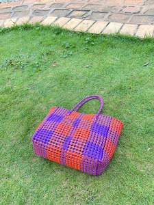 Sac à provisions en nylon réutilisable écologique avec fermeture à glissière RPET Sacs de plage en plastique recyclé tissé à la main fabriqués en Inde - Product Image 6