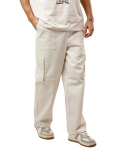 2025 <b>Men</b> <b>Jogger</b> Pants 100% Cotton Vintage 6-Pocket Baggy <b>Cargo</b> Track Pants Side Stripe Decoration Casual Wear Bottoms Logo Waist - Product Image 6