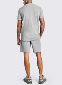 Conjunto de pantalones cortos de alta calidad personalizados de fábrica Conjunto de Camiseta de algodón 100% con logotipo personalizado Conjunto de pantalones cortos informales de 2 piezas para hombres - Product Image 6