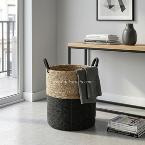 Set 2 Colorful Natural <b>Seagrass</b> <b>Storage</b> <b>Baskets</b> Rope Handles Eco-Friendly Multifunction Woven Household <b>Storage</b> Home Decor - Product Image 5