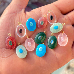 Conector de ónix verde y cuarzo fresa roja al por mayor, conector ovalado de doble piedra preciosa hecho a mano para la fabricación de joyas - Product Image 5