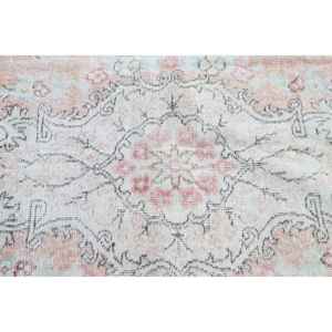 Alfombra Turca de 5.6x9.7 pies, Alfombra Vintage Grande, Alfombra Blanca con Puntos Rosas - Product Image 5