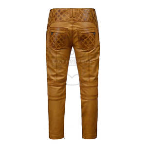 กางเกงหนังทำจากโรงงานสำหรับผู้ชายสไตล์ลำลองน้ำหนักเบาลายกลางเอวตรงขายดี - Product Image 2