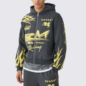 Chándal bordado de algodón lavado ácido proveedor OEM logotipo personalizado hombres conjunto de dos piezas etiqueta privada a granel al por mayor disponible - Product Image 2