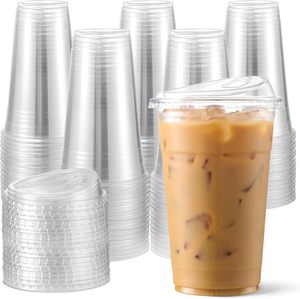 Gobelets en plastique jetables transparents avec couvercles 8oz 12oz 16oz 24oz 32oz Vente en gros Logo personnalisé OEM Usine - Product Image 1