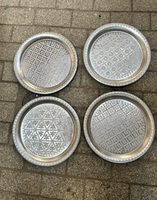 Plaque en métal de décoration marocaine ronde traditionnelle de haute qualité en argent doré antique fait à la main plateau de service de nourriture marocaine