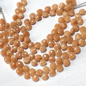 Cuentas de piedras preciosas calibradas en forma de corazón Briolette facetadas de amazonita naranja de 7mm para uso en joyería - Product Image 5