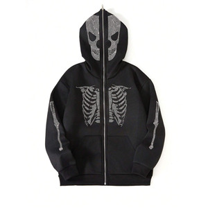 OEM High Quality Blank Full Face <b>Zip</b> <b>Hoodie</b> Oversize Custom Heavyweight Cotton <b>Black</b> Zipup <b>Hoodie</b> Rhinestone Full <b>Zip</b> <b>up</b> <b>Hoodie</b> - Product Image 1
