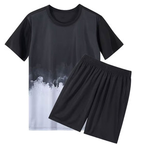 Unisex Summer Gym Short <b>Set</b> 100% Cotton <b>Knitted</b> T-Shirt and Matching Shorts Casual Style for Men and Women - Product Image 5