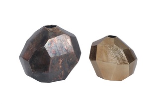 Florero de Metal Geométrico Moderno, Centro de Mesa Decorativo de Latón Antiguo para Sala de Estar, Decoración de Hogar de Lujo, Floreros Altos Facetados - Product Image 2