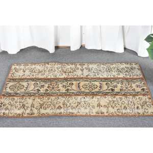 Alfombra tradicional de lana Beige de 1,8x3 pies, diseño de retales turcos, látex para el hogar, para entrada, mesita de noche, pasillo rectangular - Product Image 3