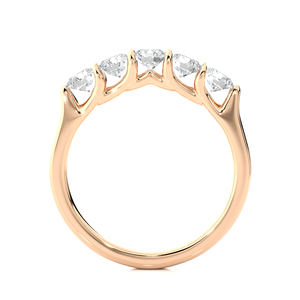 Anillo de Diamantes Clásico Art Deco para Boda, Claridad VVS, Diamante Cultivado en Laboratorio, Corte de 5 Redondos, Anillo de Compromiso en Oro Puro de 14k - Product Image 3