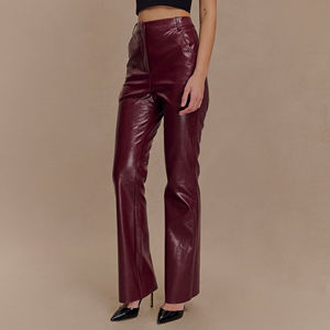 Pantalons en cuir PU personnalisés OEM pour femmes, taille haute, taille élastique, streetwear, écologiques, respirants, séchage rapide, fabriqués pour l'hiver - Product Image 5