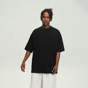Camisetas con logotipo personalizado, Camiseta ajustada de algodón para hombre, ropa de calle, Camiseta de cuello redondo de gran tamaño Boxy Heavyweight 300Gsm para hombre - Product Image 3