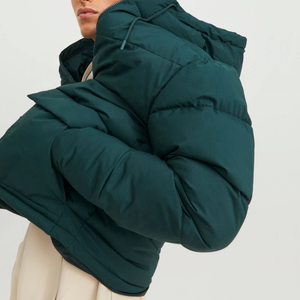 Chaqueta acolchada negra con estampado personalizado OEM para hombre, abrigo de invierno de algodón transpirable con cremallera, informal, a prueba de viento, impermeable, de talla grande - Product Image 5