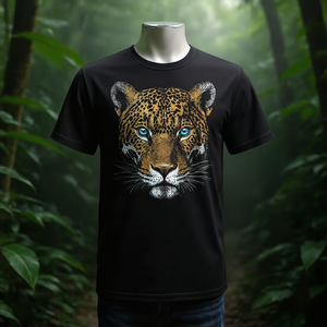 T-shirt promozionale con illustrazione a tema animale Jaguar Occhi Blu - Product Image 3