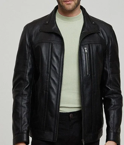 Chaqueta de motorista de cuero negro ELITE CRAFT INDUSTRY para hombre con cremallera frontal transpirable y resistente al viento ecológica lista para el invierno - Product Image 3