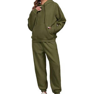 Conjunto Deportivo de Pantalones y Sudadera con Capucha de Poliéster de Color Sólido para Mujer, Diseño Nuevo y Elegante, Chándales para Adolescentes - Product Image 3