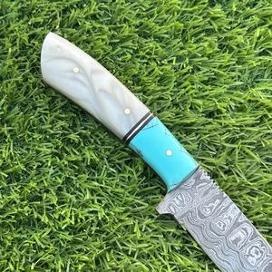 Vente en gros de couteau Bowie professionnel de survie de chasse OEM ODM de qualité supérieure personnalisé, acier damas, résine drop point - Product Image 2