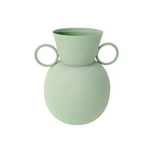 Vase d'art vert sauge à finition mate de luxe, forme unique, pot à fleurs décoratif, vase en métal fait à la main de style nordique pour mariage et fête - Product Image 4