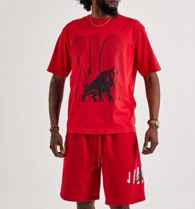 Premium Quality Streetwear <b>Red</b> Color 100% Soft Cotton Custom Logo Printing Mid Waist Drawstring Comfortable <b>Men</b> <b>Shorts</b> - Product Image 3