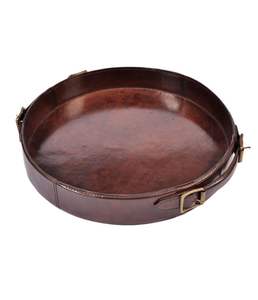 Bandeja multiusos de cuero oscuro con costuras de alta gama para café de desayuno o servicio de aperitivos elegante a domicilio - Product Image 3