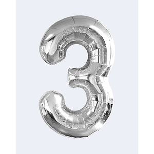 Ballon de fête Love Balloon Numero Silver N3 100cm 12 pcs Bag - Product Image 1