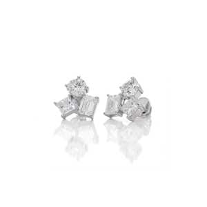 Pendientes de Moda Radiantes de 5.56 Ct con Tres Piedras Brillantes para Mujer en Oro Blanco de 14K con Diamantes Cultivados en Laboratorio - Product Image 2