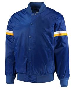 เสื้อแจ็กเก็ตผ้าซาตินสำหรับผู้ชาย, เสื้อแจ็กเก็ตเบสบอลย้อมสีล้วนสำหรับฤดูหนาวพิมพ์ลายโลโก้ตามสั่ง - Product Image 1