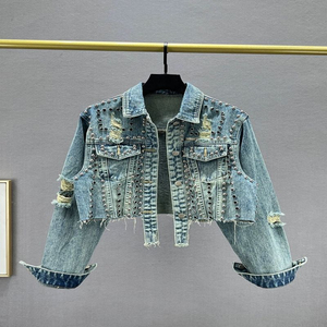 2025 personnalisé femmes Denim Jean veste femmes vêtements décontractés automne veste Denim bouton up manteau surdimensionné Denim veste pour dames - Product Image 4