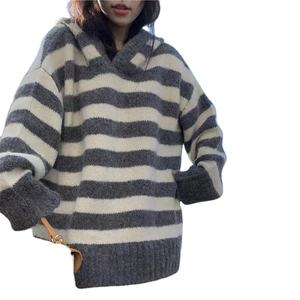 Nouvelle Arrivée Pull Décontracté Oversize en Maille Unie pour Femme, à Capuche et Manches Longues, Grande Taille pour Été et Hiver - Product Image 1