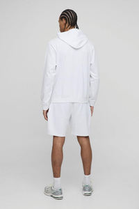 Conjunto de ropa informal de verano con logotipo personalizado, 100% algodón lavado ácido, pantalones cortos extragrandes y sudadera con capucha, conjunto doble para hombre - Product Image 5