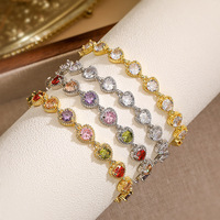 Pulsera de Latón con Corazón y Piedras Preciosas YYN, con Piedras de Circonia Cúbica Coloridas, Joyería Elegante y Ligera de Lujo para Mujer, Fabricante, Venta al Por Mayor