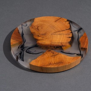 Mejor diseño de medio y medio patrón de madera y resina Mejor posavasos de té Comprar al fabricante exportador indio STAR CRAFTS INDIA - Product Image 2