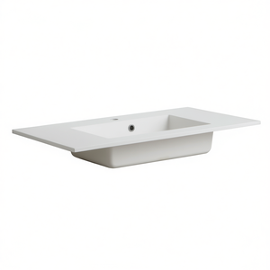อ่างล้างหน้าแบบฝังเรซิ่นสีขาวด้าน ขนาด 90 ซม. พร้อมอ่างกลาง - Product Image 3