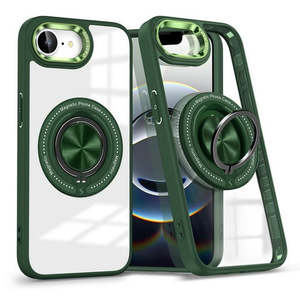 Coque magnétique avec anneau rotatif pour iPhone 16E 2025 et iPhone 17E, vert - Product Image 1