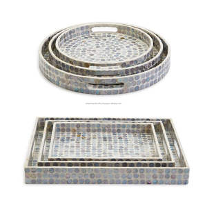 ถาดเพิร์ลฝังถาด MOP จานไข่มุกสไตล์โบราณ ถาดเสิร์ฟอาหารแกะสลักด้วยมือ BY LUXURY CRAFTS - Product Image 4