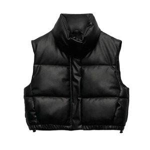 Chaleco acolchado recortado a la moda de Invierno para mujer, chaleco de piel sintética con cuello alto, ropa de abrigo gruesa y cálida en talla XL, chaqueta de nuevo estilo - Product Image 1