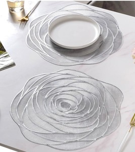Manteles individuales de rosas metálicas de Color gris, centro de mesa con acento de boda, mesa de comedor decorativa usada para restaurante de Hotel en casa - Product Image 3