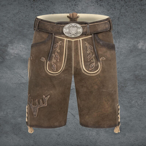 Lederhosen bavarois authentique pour hommes Oktoberfest allemand de qualité supérieure Shorts traditionnels en cuir suédé pour acheteurs de gros vêtements - Product Image 2