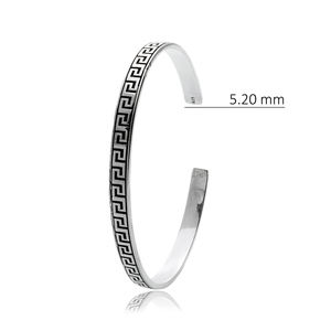 กำไลข้อมือสัญลักษณ์กรีกเครื่องประดับเงินสเตอร์ลิงแบบ925ทำด้วยมือของผู้ชายเครื่องประดับตุรกี - Product Image 2