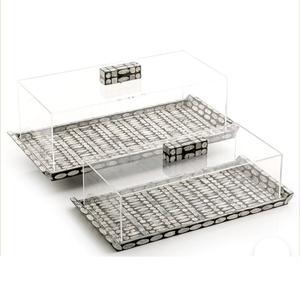 Bandeja de madera decorativa hecha a mano para el hogar, cocina, catering, uso de Bandejas para servir comida rápida con acabado de incrustaciones de hueso de cúpula - Product Image 1