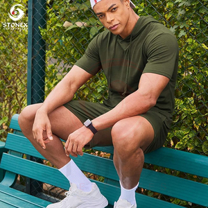 ชุดวอร์มกางเกงขาสั้นสำหรับผู้ชายชุดวอร์ม2ชิ้นชุดวอร์มสีพื้นชุดวอร์มเล่นกีฬาฤดูร้อน - Product Image 4