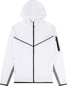 Ensemble sweat à capuche et jogging 100% coton molletonné à fermeture éclair pour hommes, survêtement d'hiver à motif solide, Techniques imprimées - Product Image 2