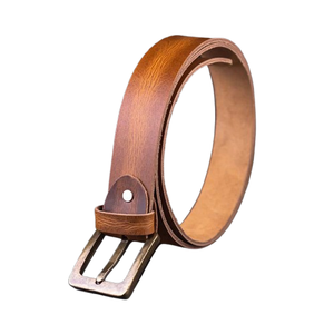 Cinturón de hebilla de Pin de cuero genuino tostado para hombre OEM de alta calidad al por mayor 2025 cinturones personalizados de Jeans informales de diseño elegante para hombre - Product Image 3