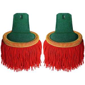 Épaulettes de l'Armée de l'Étranger Française, personnalisées, de haute qualité, brodées, en tissu toile, à coudre, avec franges en cordon rouge et aimant - Product Image 1