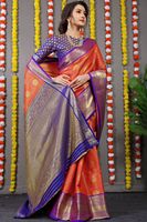 Sarees de mariage pakistanais indien Sarees en soie pure indienne du sud Kanchipuram Handloom tissage Saree en soie